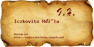 Iczkovits Héla névjegykártya
